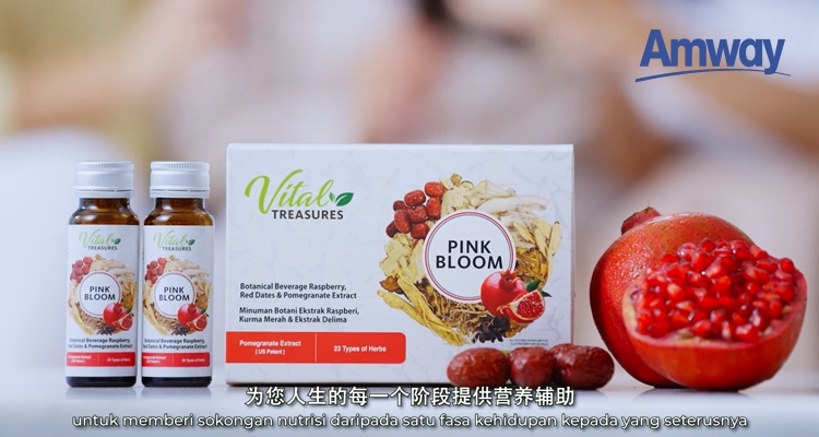 Bloom From Within: Vital Treasures PINK BLOOM Botanical Beverage Raspberry, Red Dates & Pomegranate Extract 