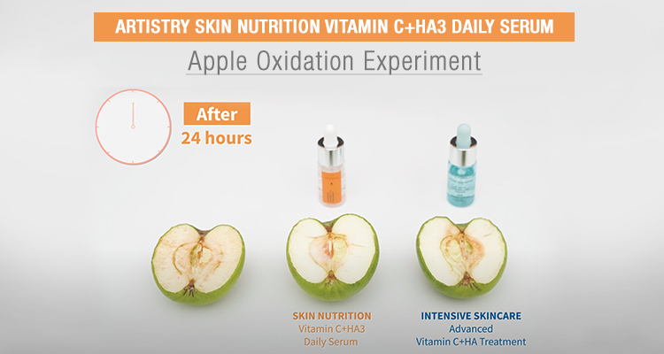 Apple Oxidation Experiment - SKIN NUTRITION Vitamin C+HA3 Daily Serum 